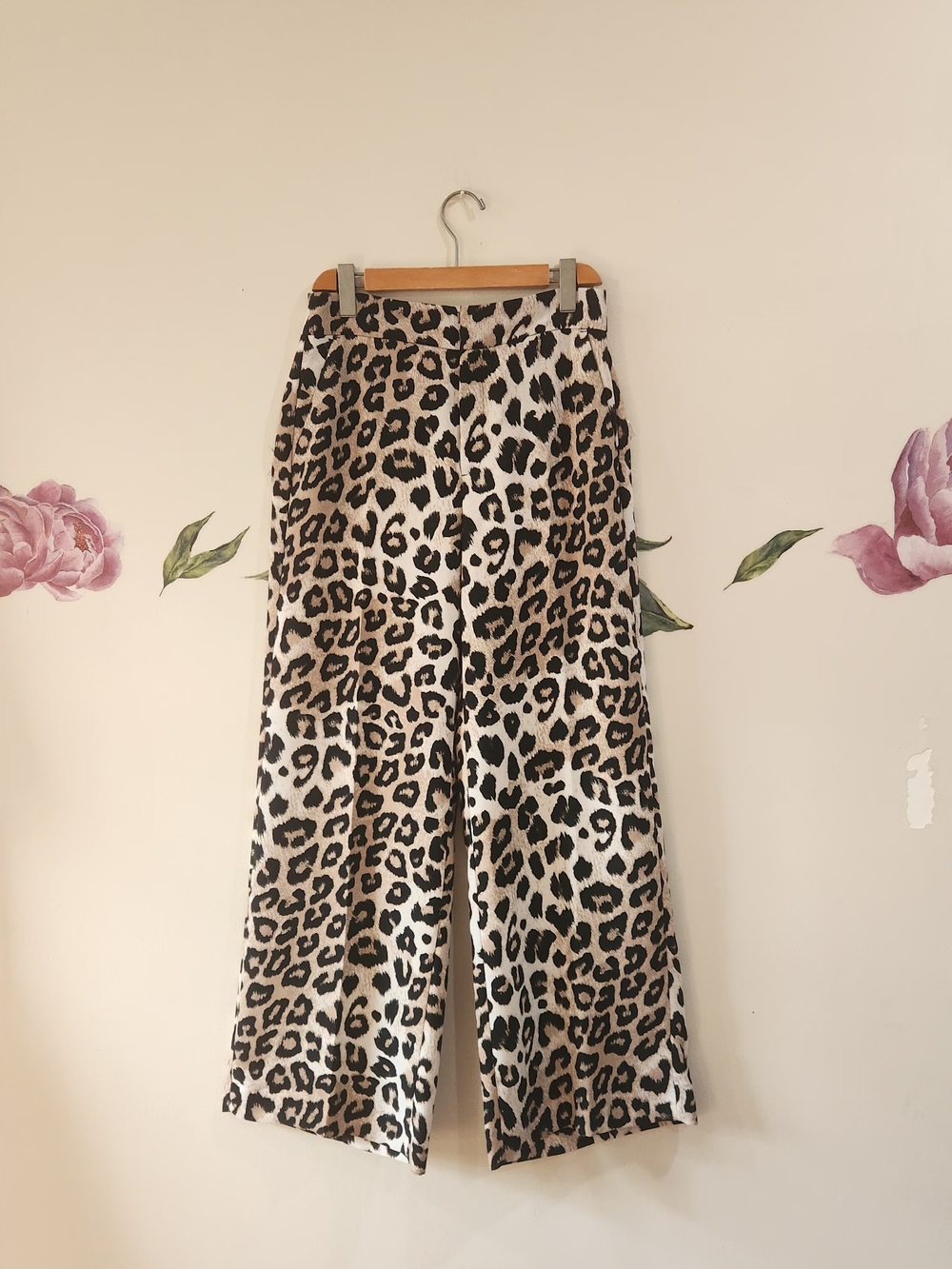 Banana Republic Leopard-Print Wide Leg Pants in Beige and Black